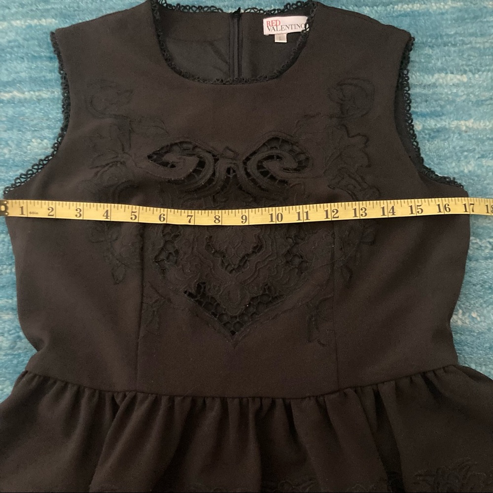 Red Valentino Dress Embroidered Pointelle Detail Sleeveless Black A- Line - Picture 4 of 10